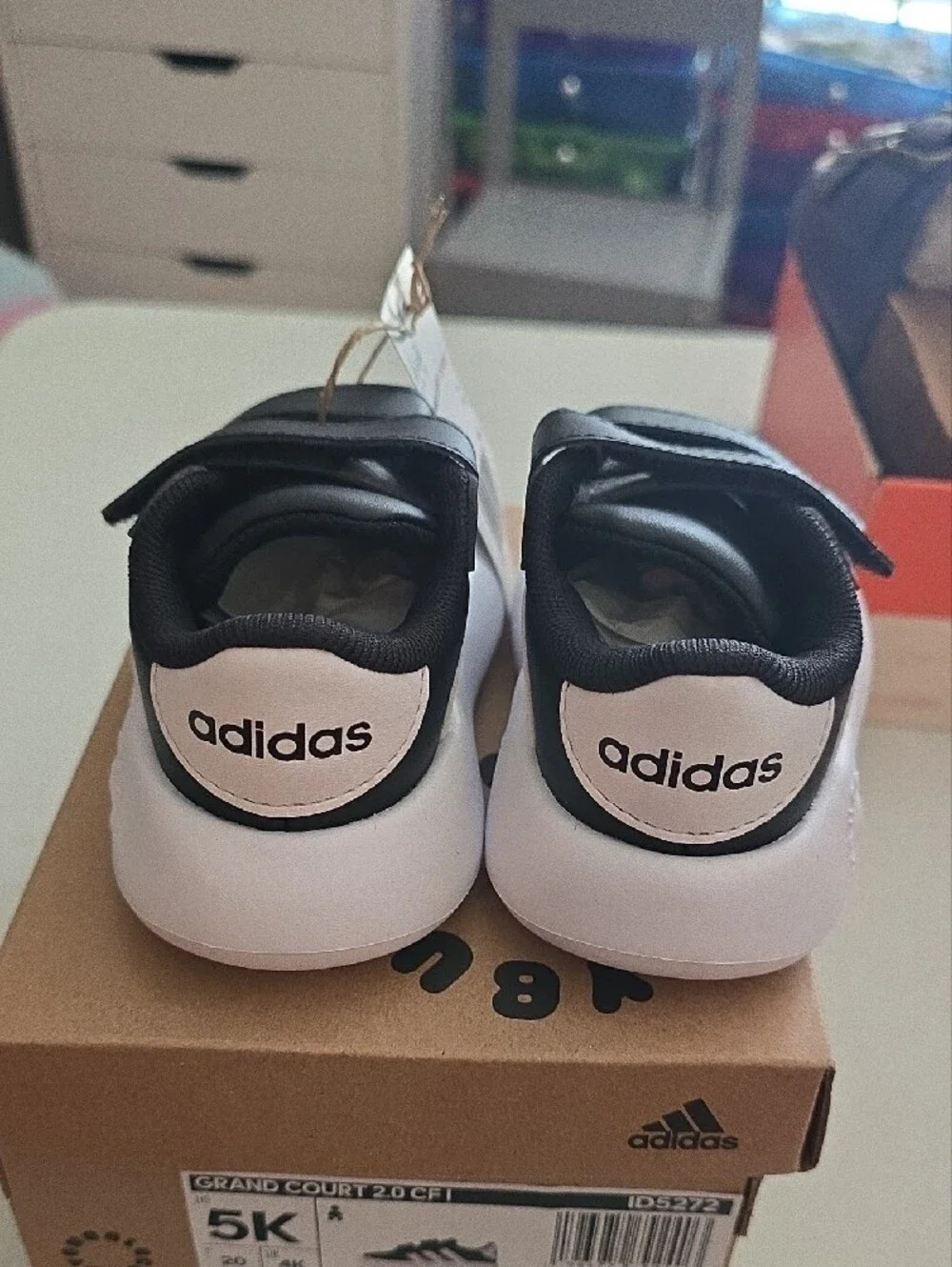 adidas Kids Black and White Velcro Sneakers